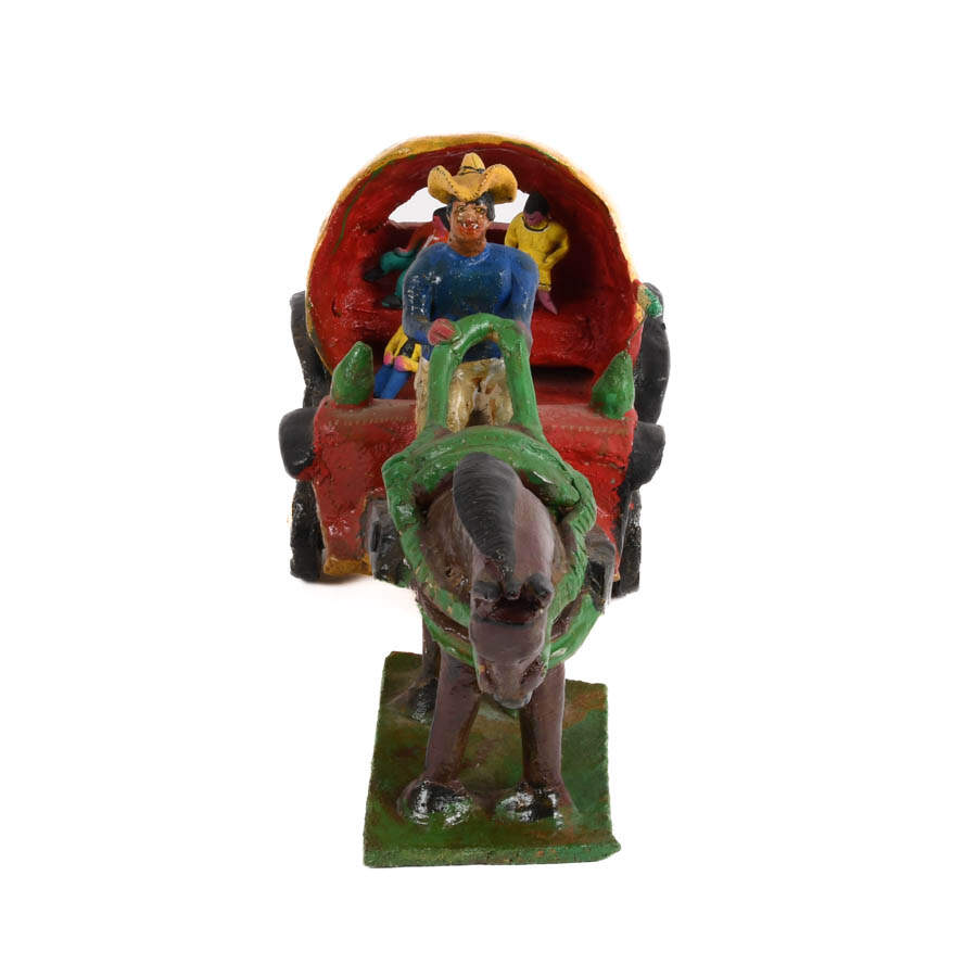 Folk-Art Terracotta Carriage Horse and Riders Grouping-3