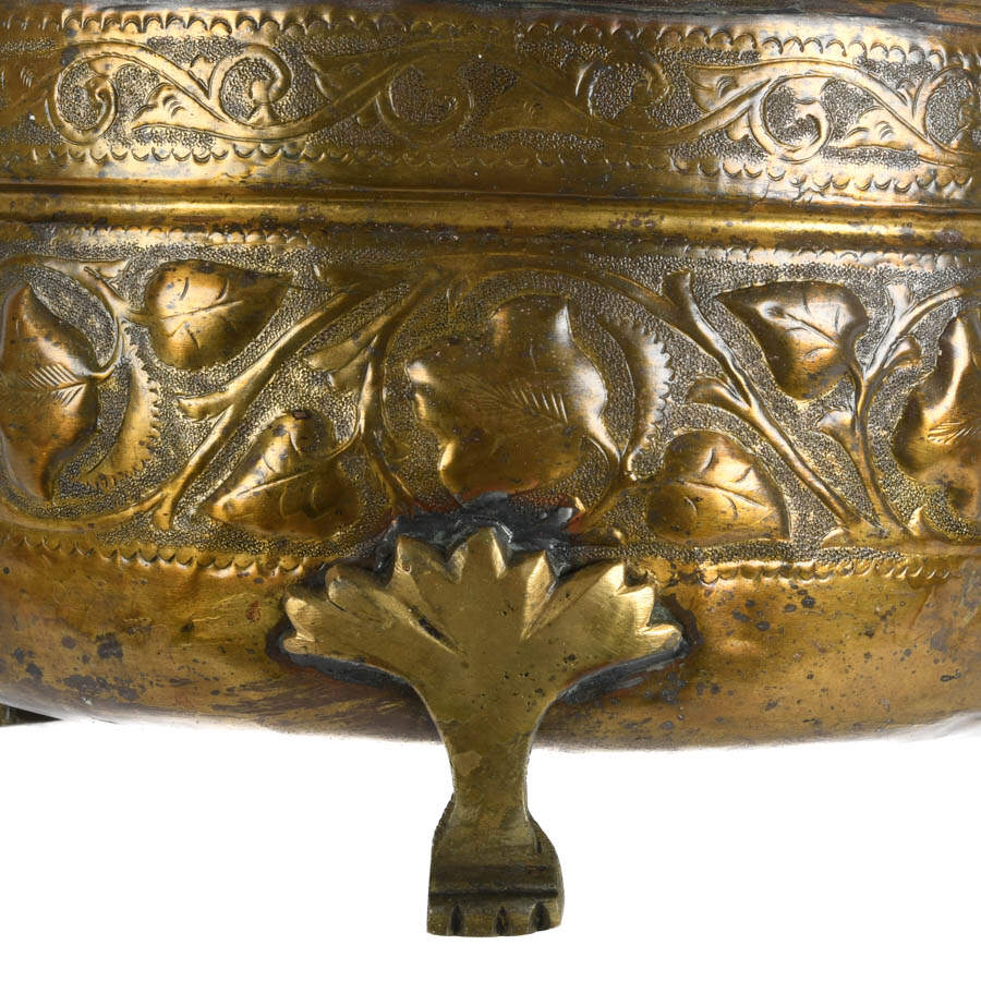 Antique Brass Repoussé Moroccan Wash Basin-5
