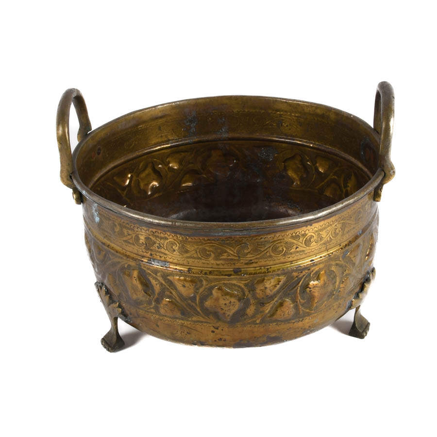 Antique Brass Repoussé Moroccan Wash Basin-2