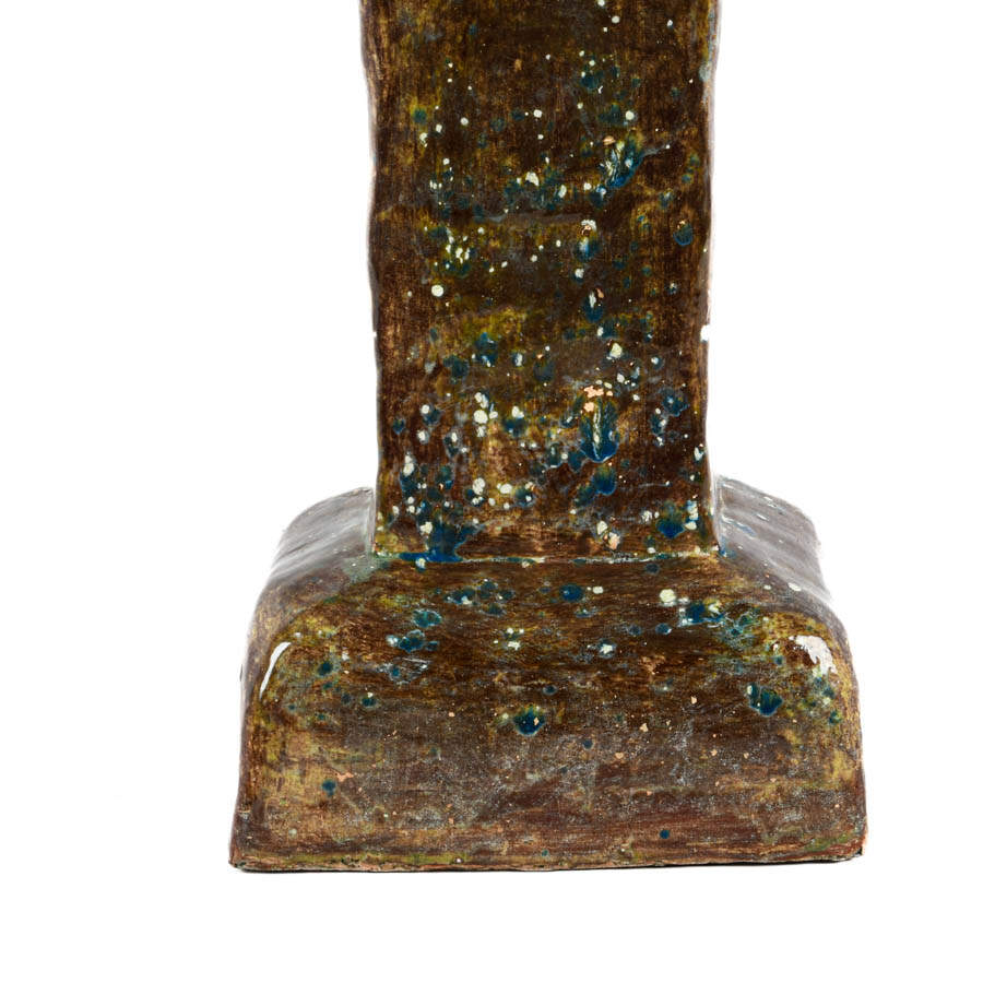 Large Art Pottery Drip Glazed Lidded Cross-2