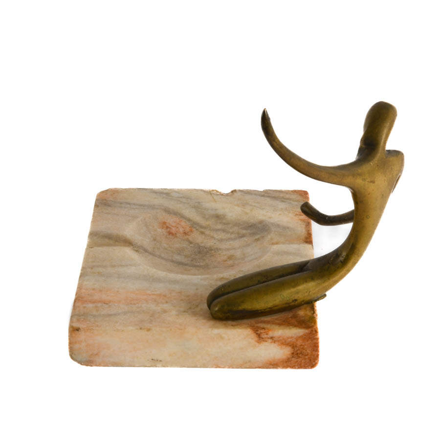 Art Deco Marble and Bronze Nude Ashtray-2
