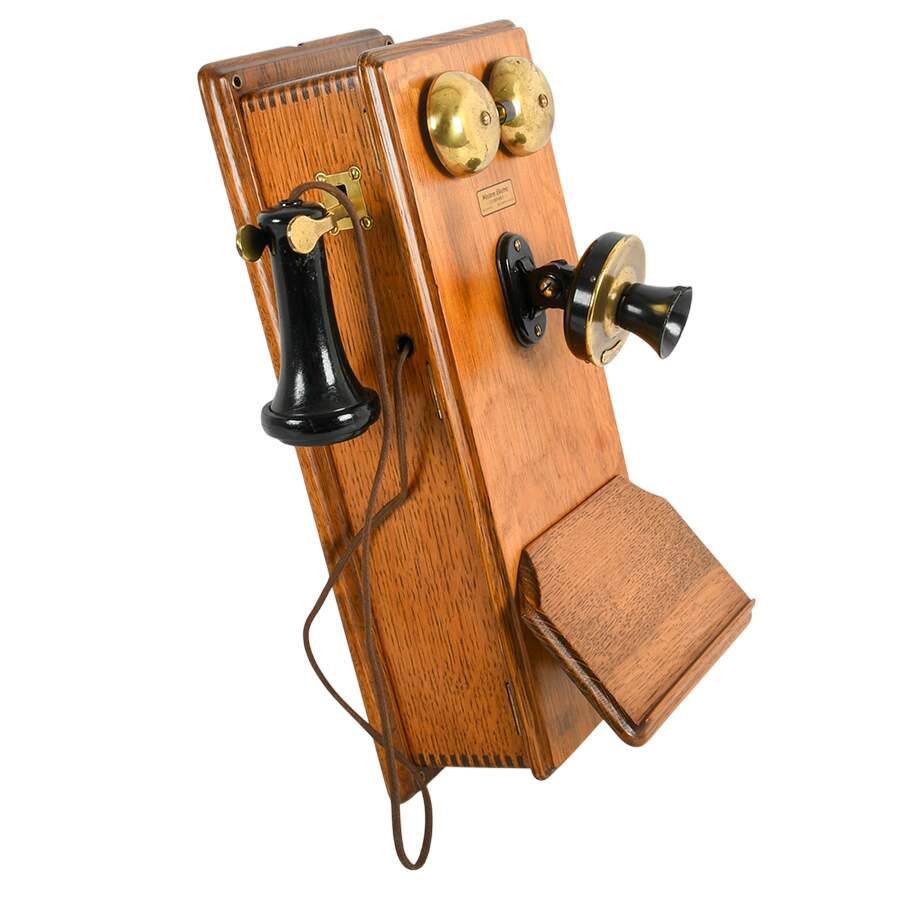 Quartersawn Oak Western Electric Wall Telephone-5