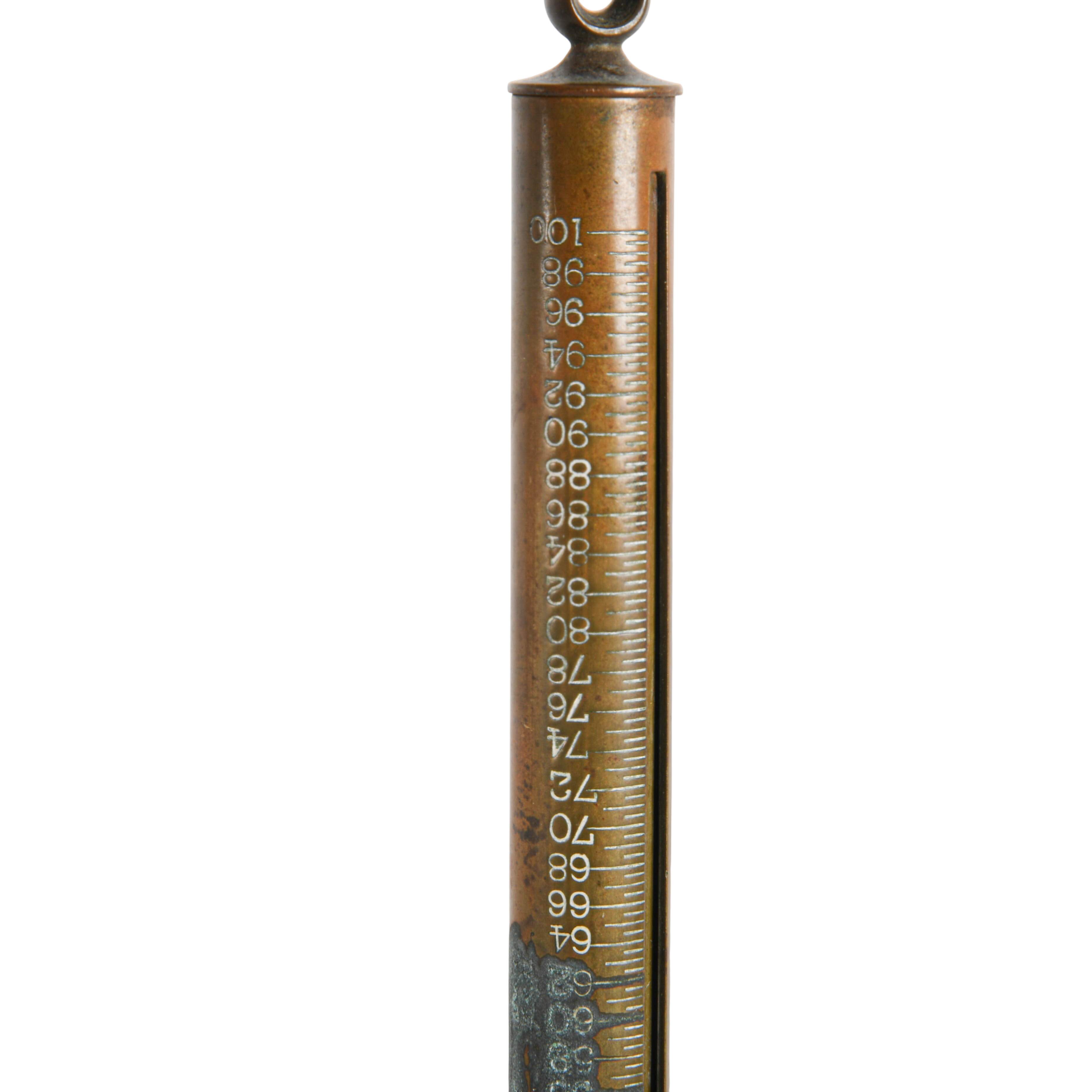 Antique Salter Solid Brass 100 Troy Ounce Spring Balance Scale-4