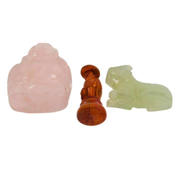 Chinese Carved Items Including Fruit Pit, Rose Quartz and Xiu Jade-10