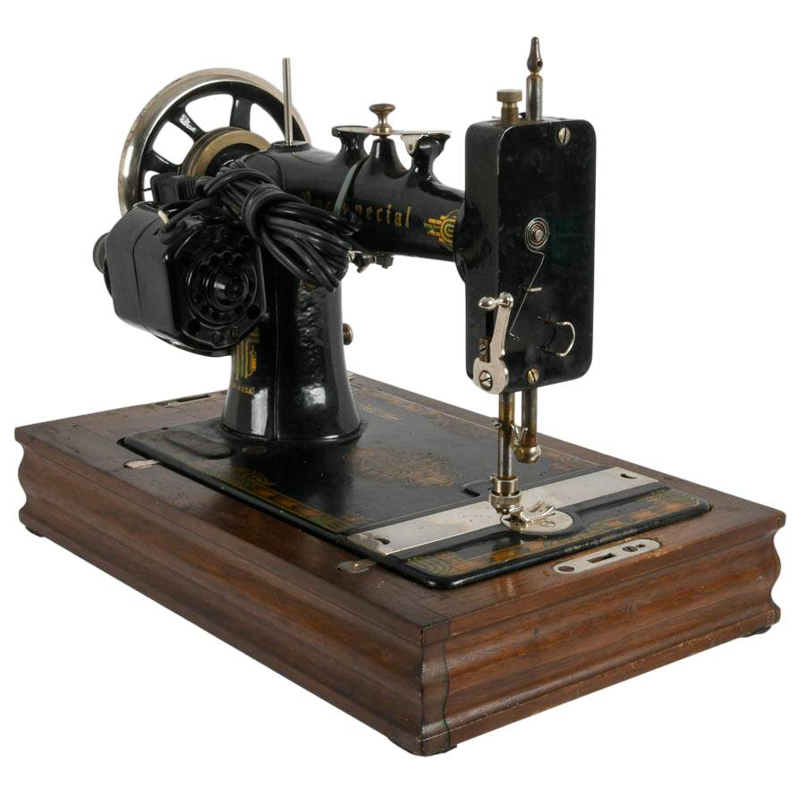 Antique "Our Special" Rotary Treadle Sewing Machine with Carrying Case-9