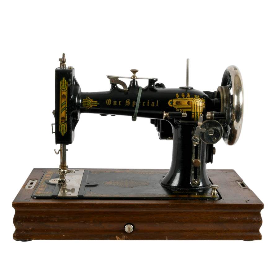 Antique "Our Special" Rotary Treadle Sewing Machine with Carrying Case-1