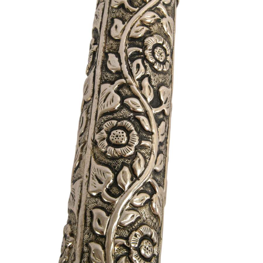 Embossed Tibetan Floral Silverplate Scroll Case-3
