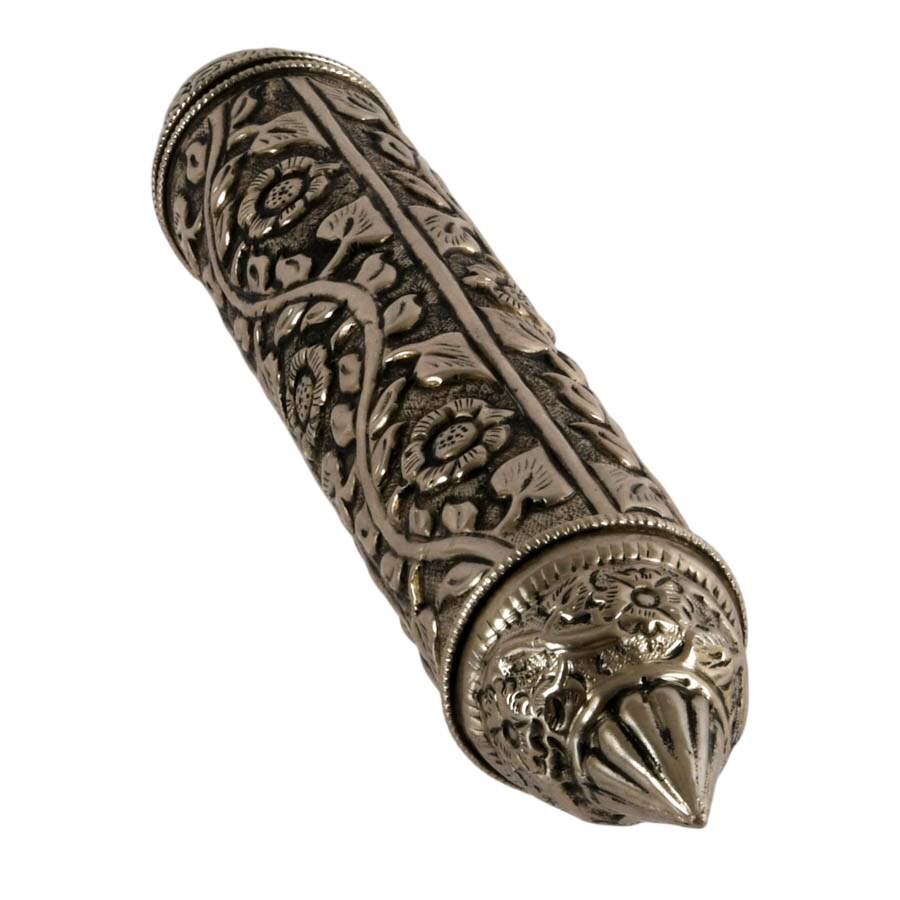 Embossed Tibetan Floral Silverplate Scroll Case-1