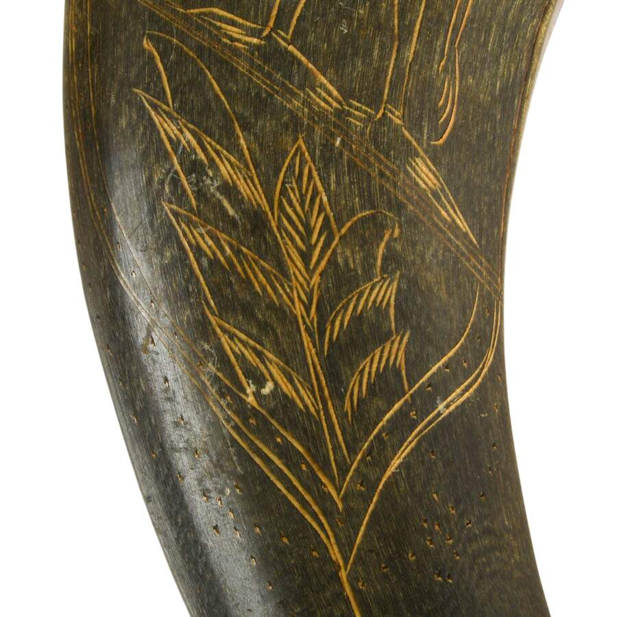 Indonesian Carved Buffalo Horn Wall Pocket-4