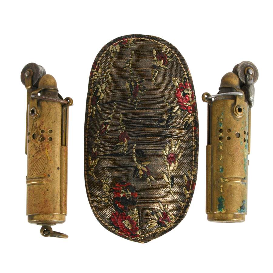 Grouping of Three Early Lighters and Carved Onyx Ashtray-3