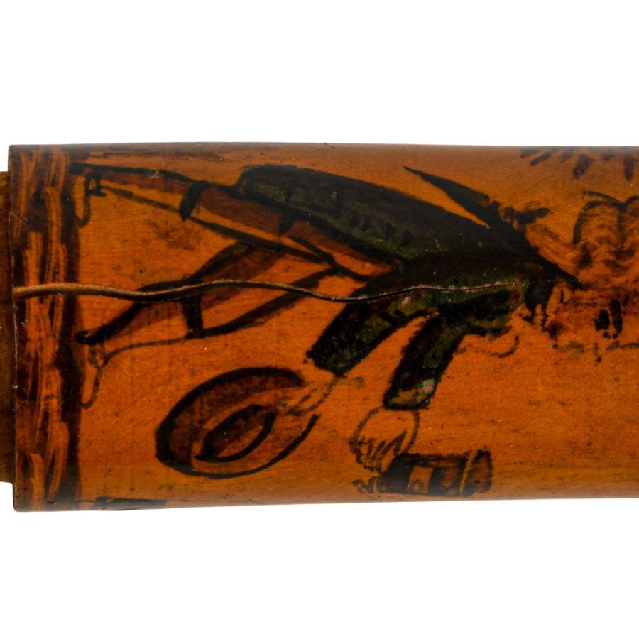 Antique Hand-Painted Wood Needle Case-7