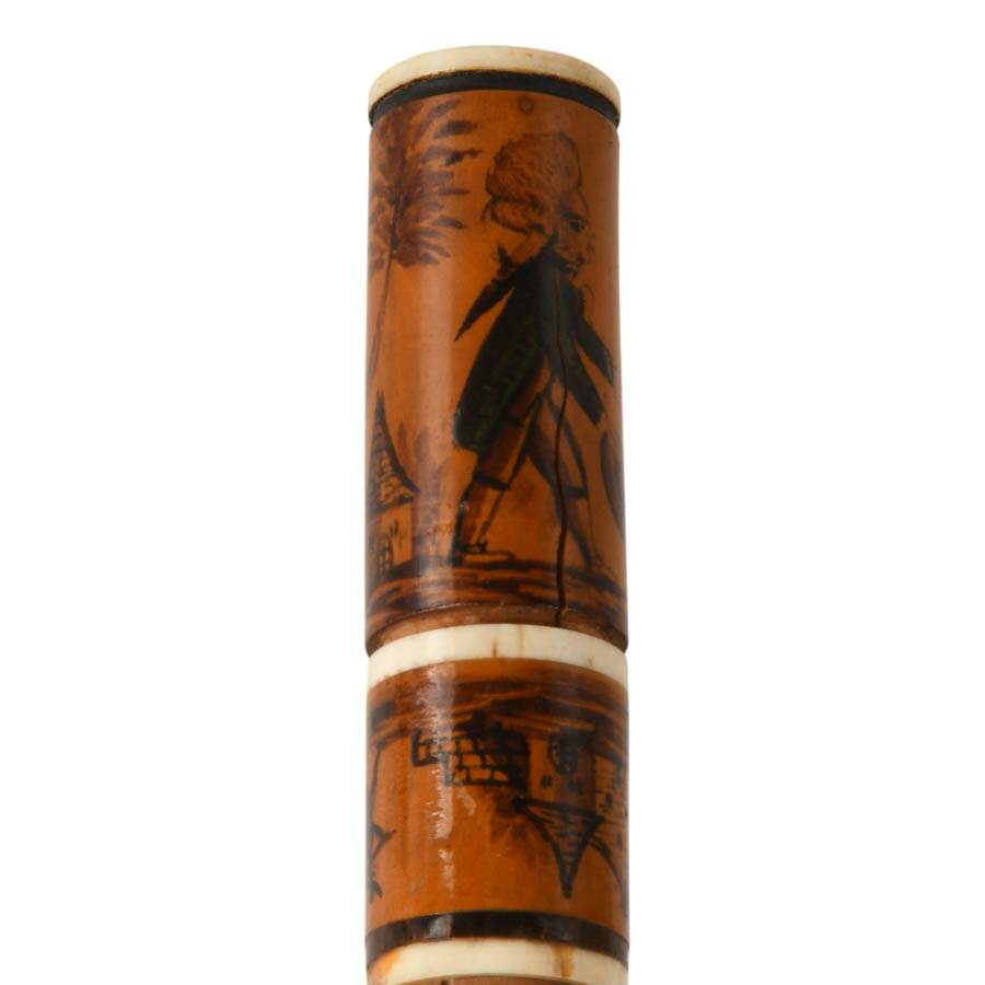Antique Hand-Painted Wood Needle Case-4