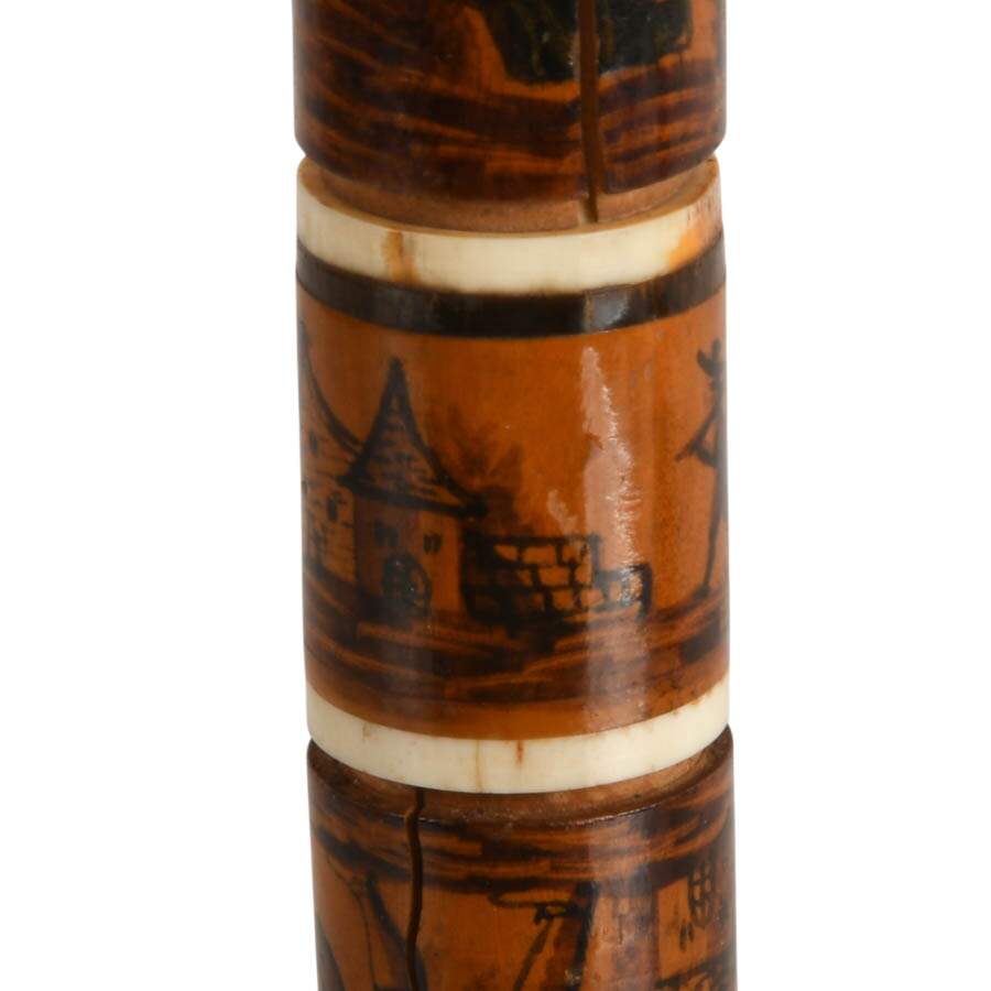 Antique Hand-Painted Wood Needle Case-3