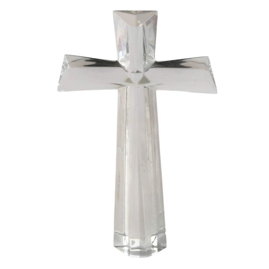 Pair of Glass Religious Items Including Etched Holy Water Flask-4