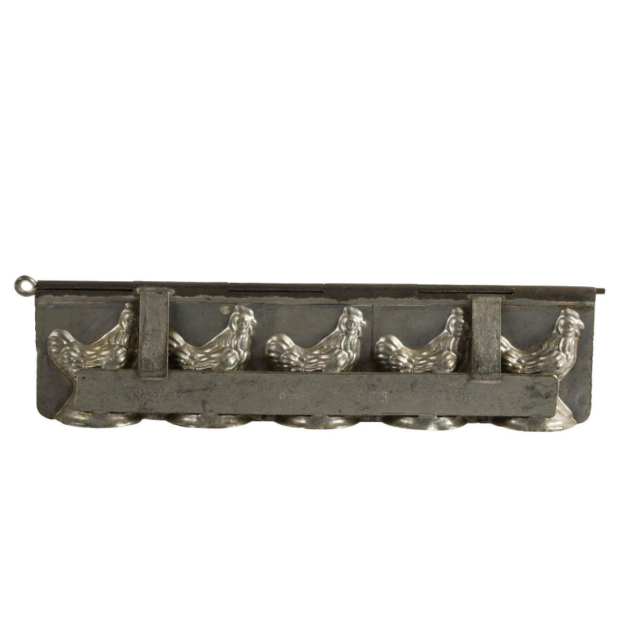 1930s German Five Miniature Hens Chocolate Mold-1