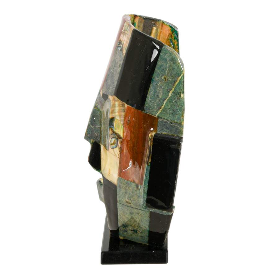 Mexican Modernist Stone and Abalone Mosaic Sculpture-3