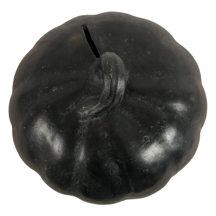 Mexican Folk-Art Barro Negro Pumpkin Piggy Bank-5