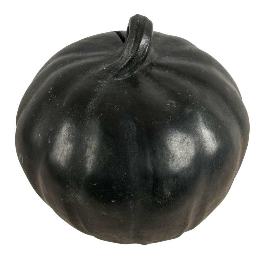 Mexican Folk-Art Barro Negro Pumpkin Piggy Bank-4