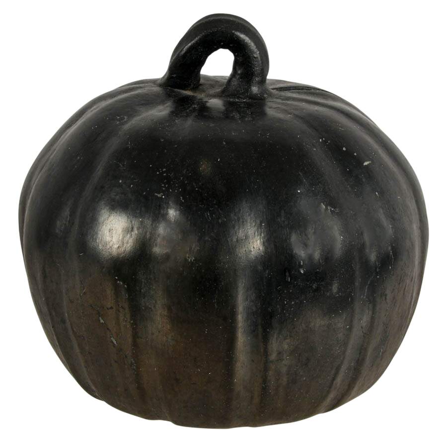 Mexican Folk-Art Barro Negro Pumpkin Piggy Bank-1