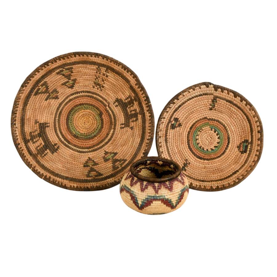 Three-Piece Handwoven African Baskets-1