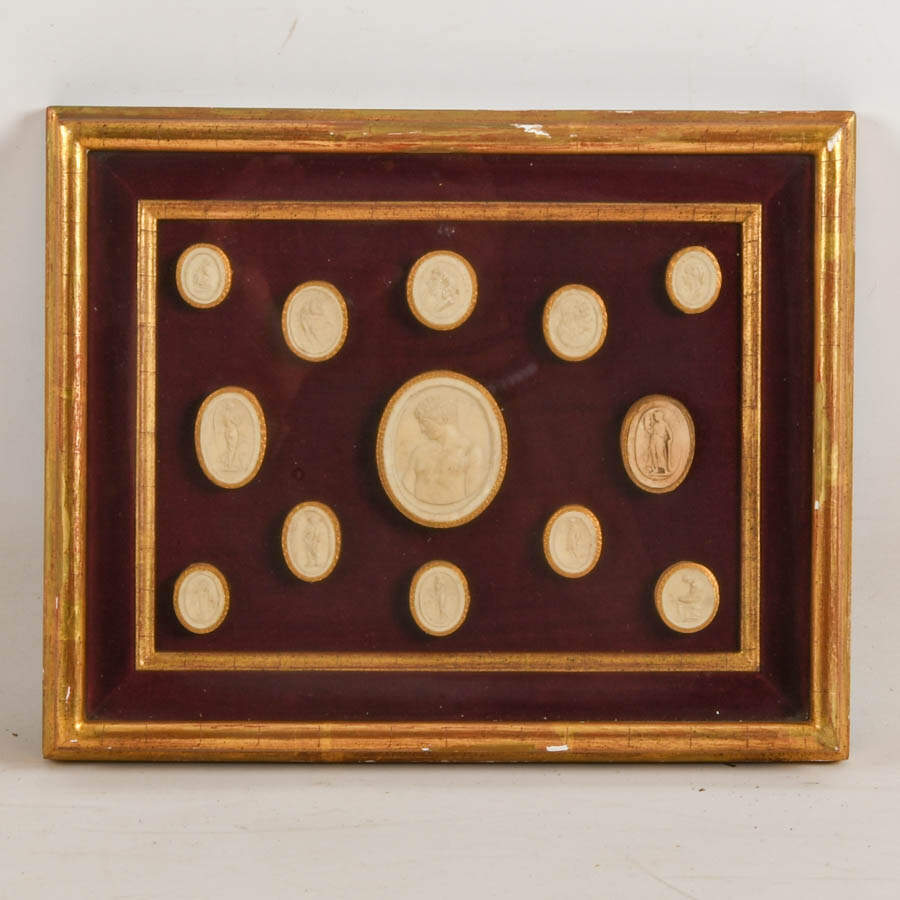 Antique Framed Trio of Italian Grand Tour Intaglios-6