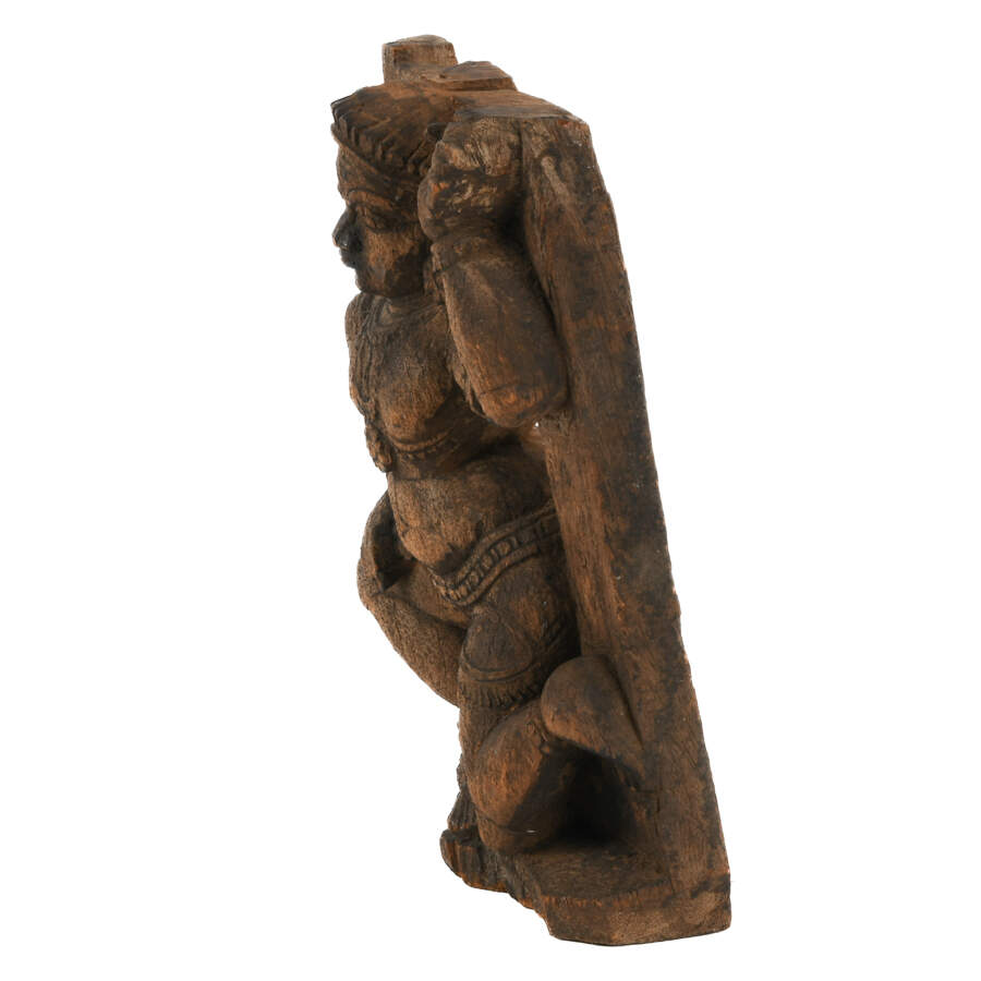 Antique Carved Wood Krishna Wall Plaque-2