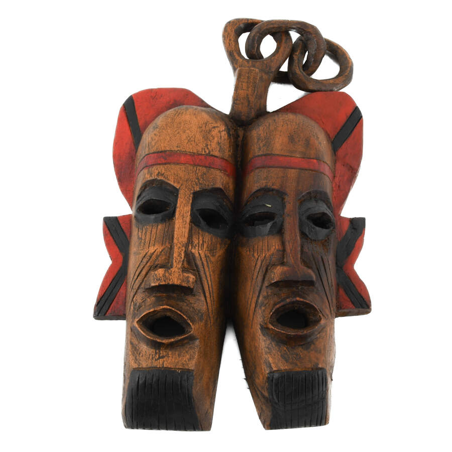 African Hand-Carved Double Zambian Mask-2