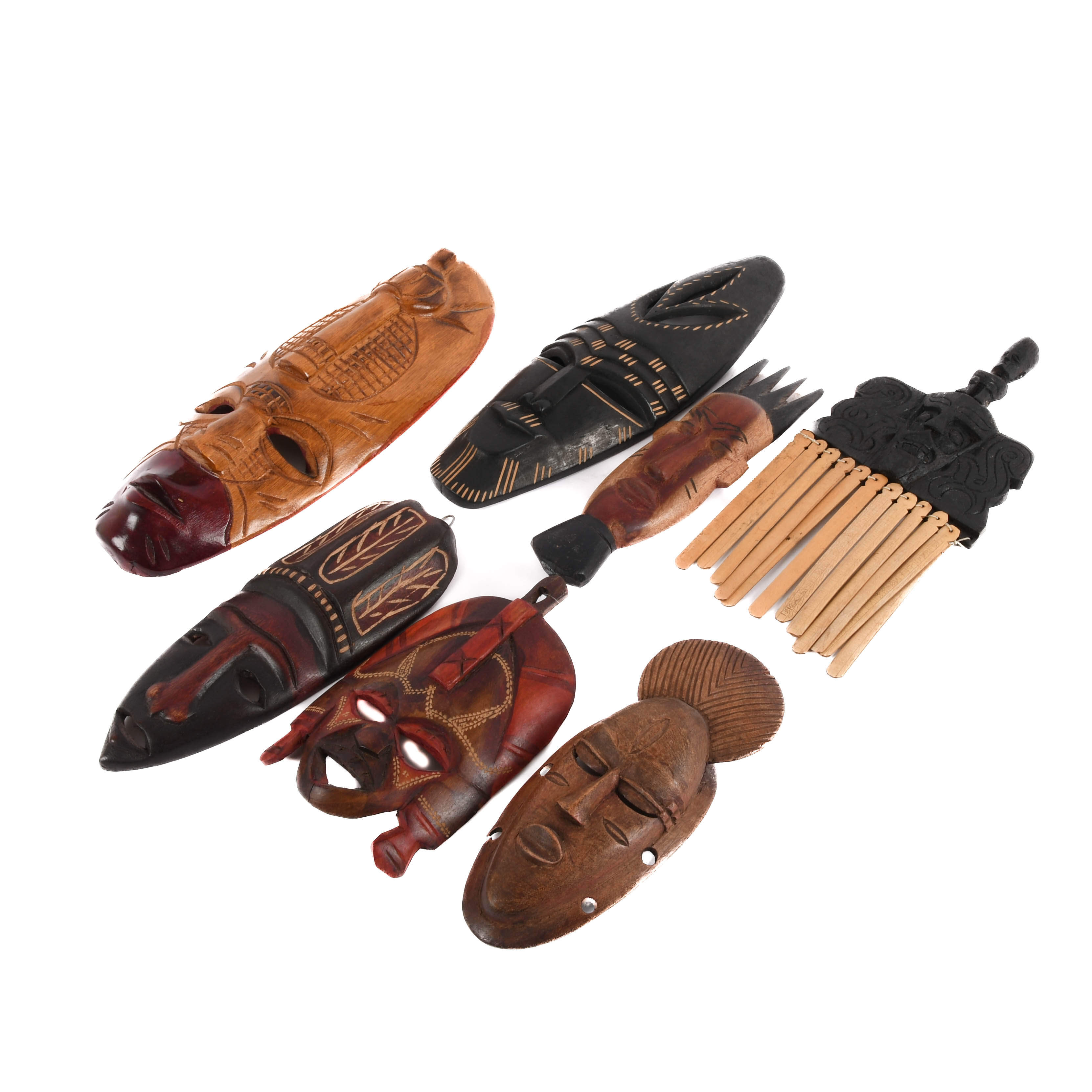 Grouping of Seven Wood Carved African Mask-5
