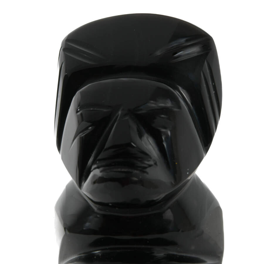 Carved Black Obsidian Warrior Idol Figure-5