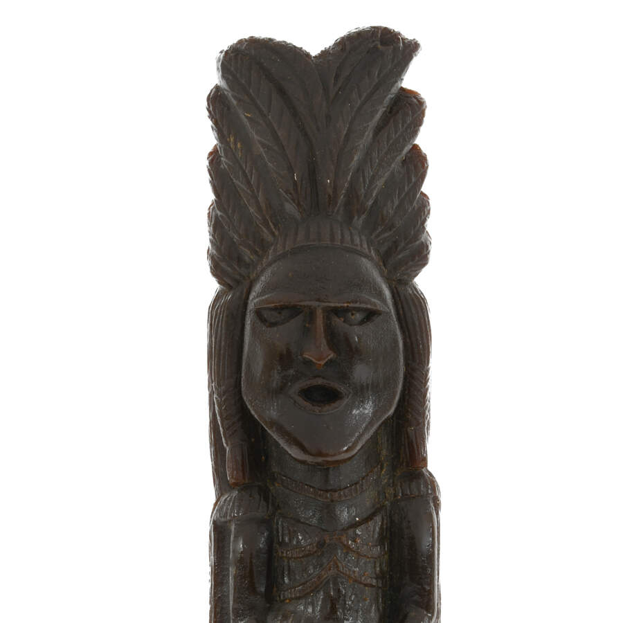 Hand-Carved Wooden Native American Statue-3