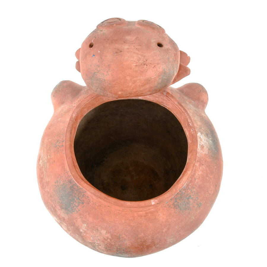 Antique Figural Huehuetéotl Red Earthenware Effigy Vessel-11