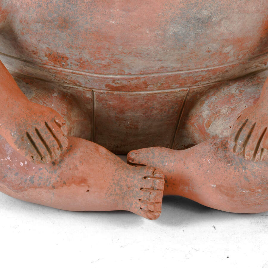 Antique Figural Huehuetéotl Red Earthenware Effigy Vessel-7