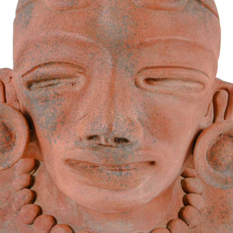Antique Figural Huehuetéotl Red Earthenware Effigy Vessel-5