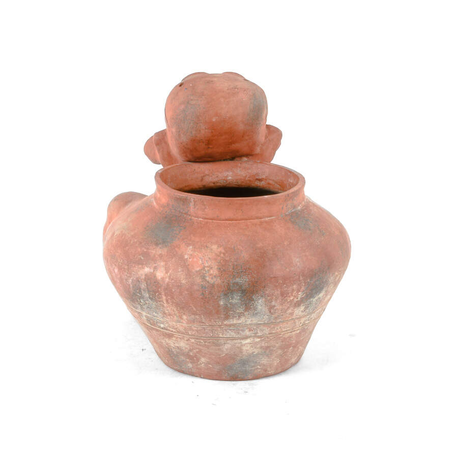 Antique Figural Huehuetéotl Red Earthenware Effigy Vessel-3