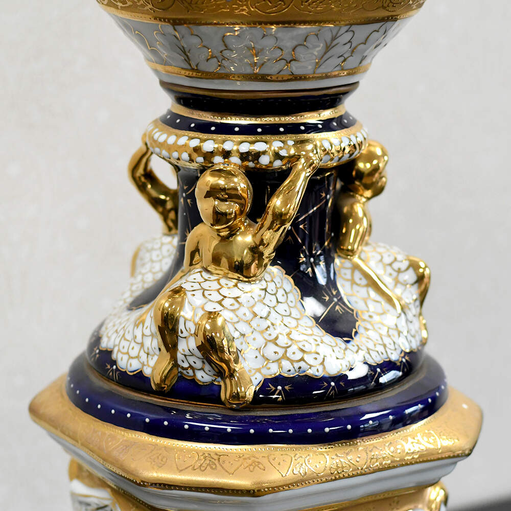 L. F. Limoges PRC "The Lover's Crowned" Cobalt & Gilt Porcelain Lidded Urn-10