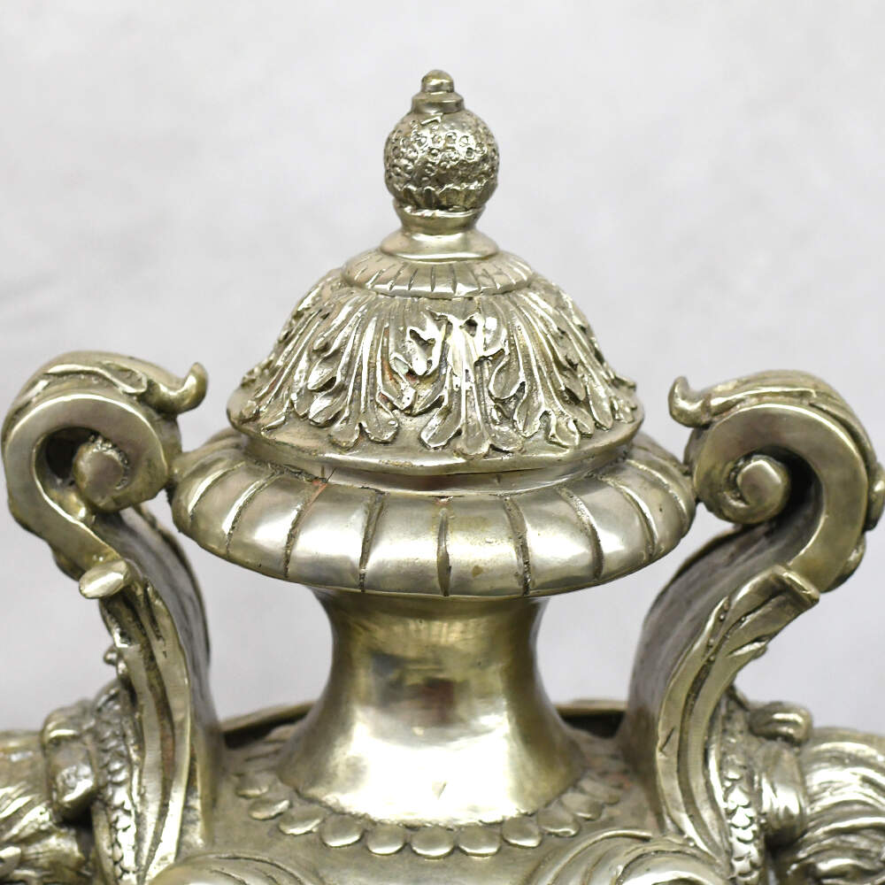 Neoclassical Maiden's Visage Covered Urns-7