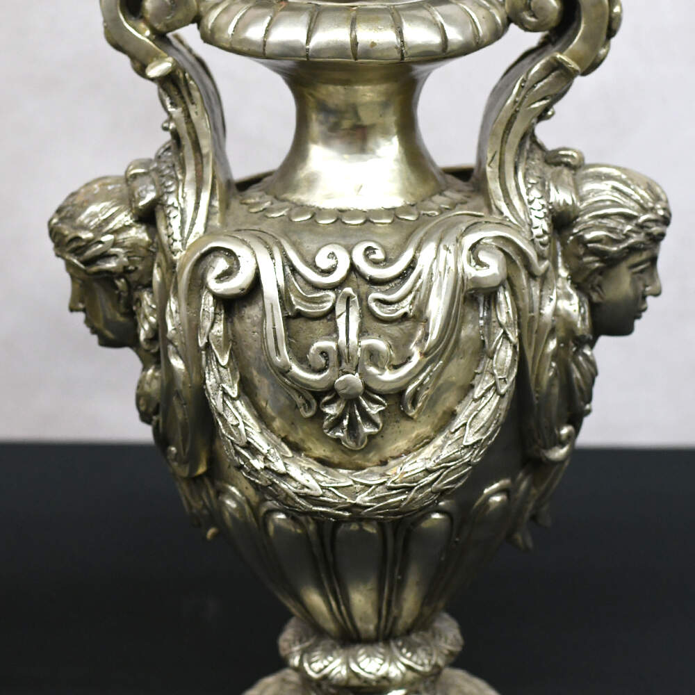 Neoclassical Maiden's Visage Covered Urns-6