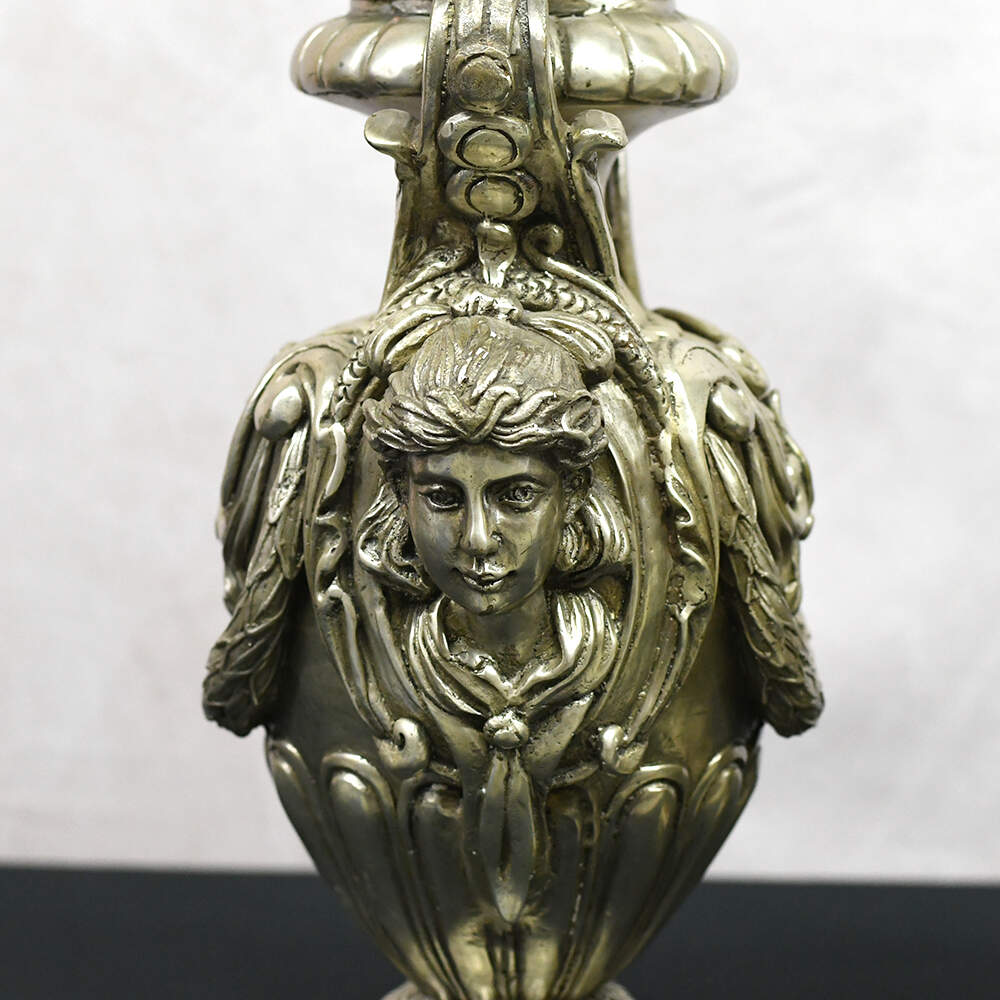 Neoclassical Maiden's Visage Covered Urns-4