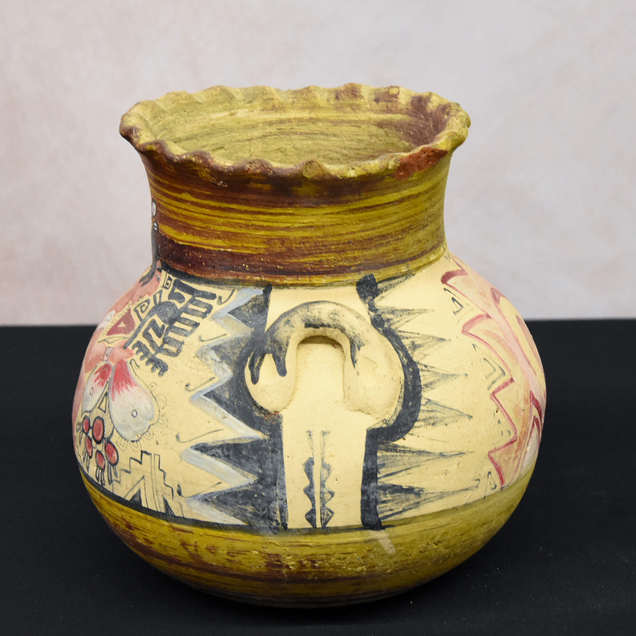 Aztec Style Painted Two-Handled Pot-2