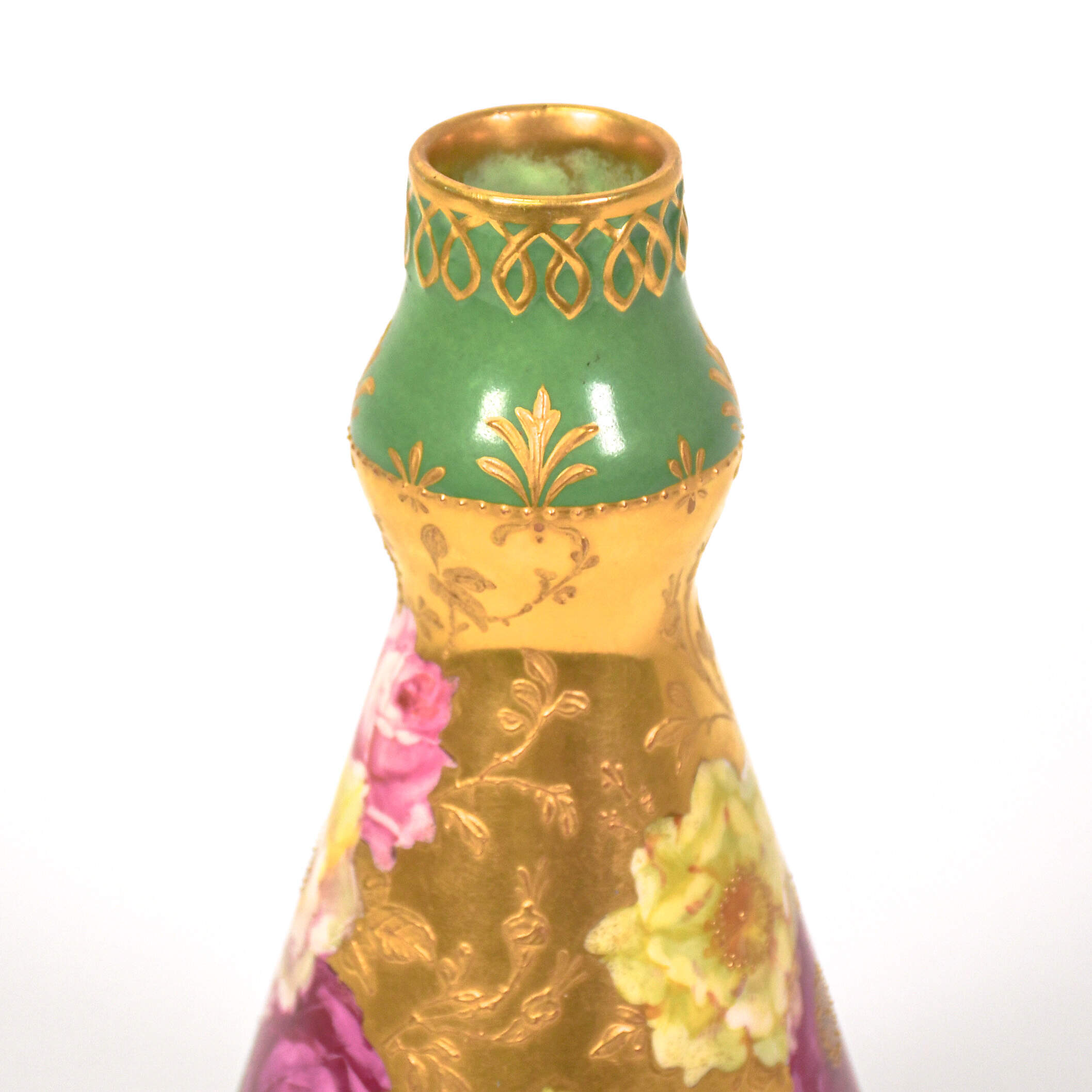 Antique Pair of Art Nouveau Royal Bonn Floral Vases-6
