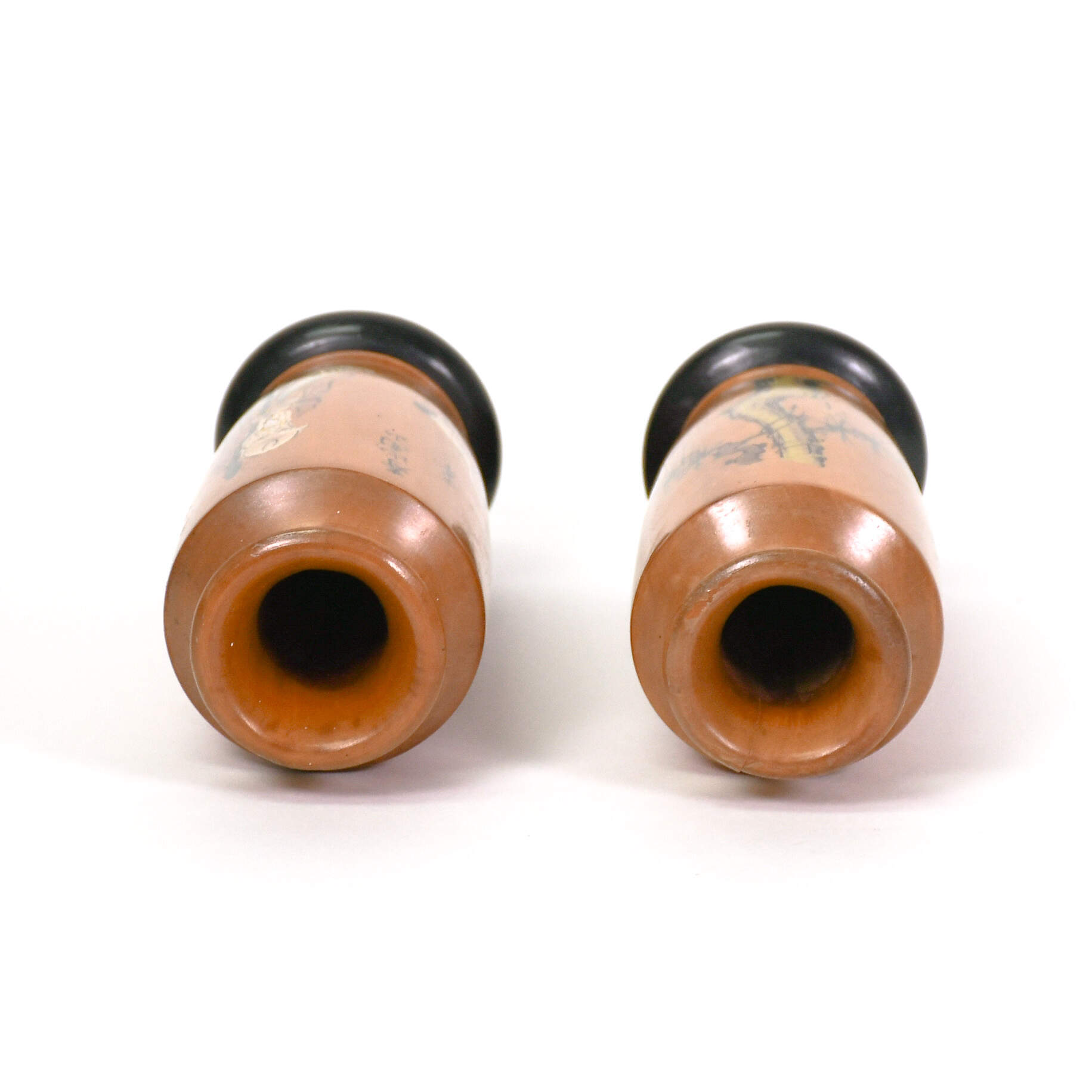 Pair of Japanese Turned Wood Fukurokuju Vases-5