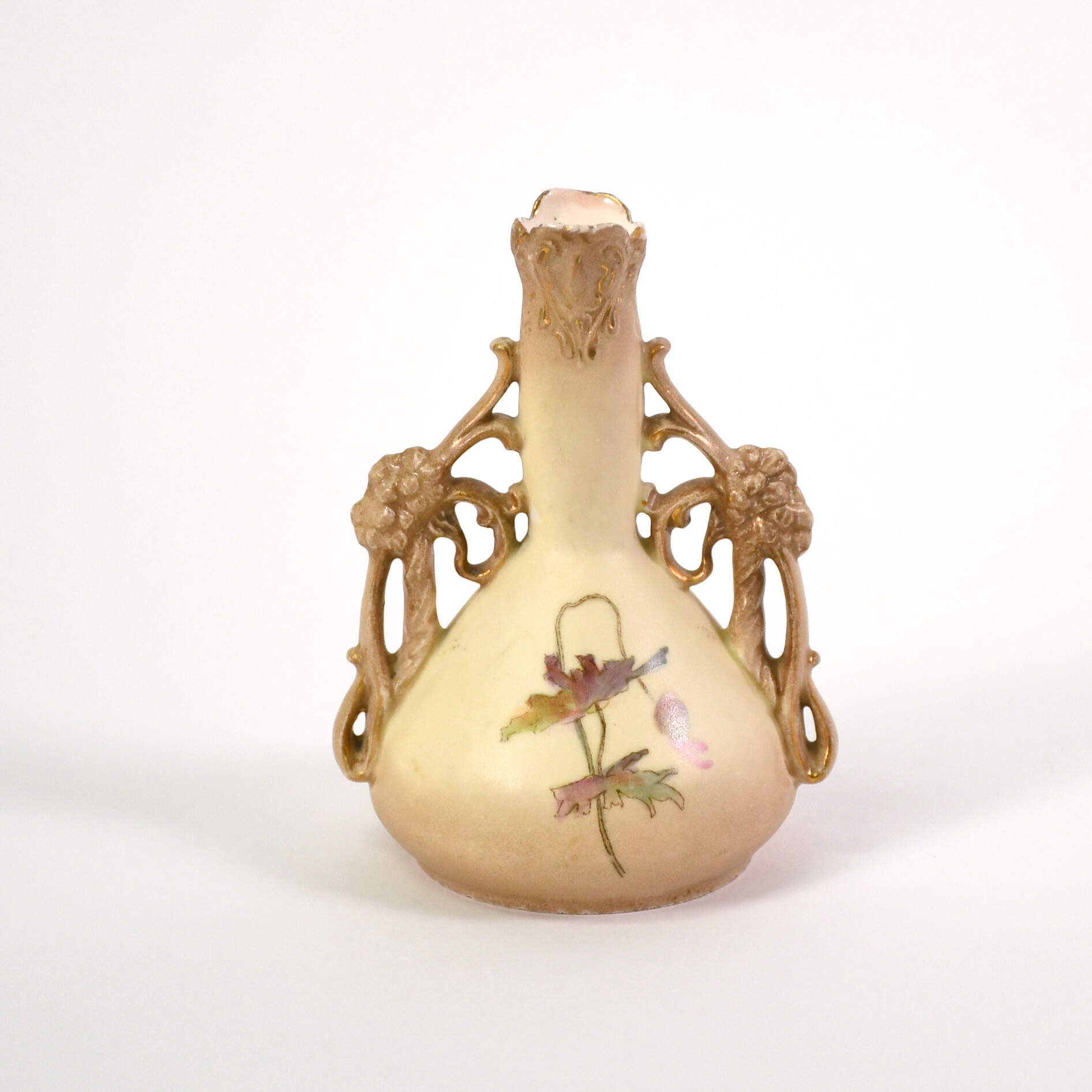 Antique Art Nouveau Ernst Wahliss Floral Turn Teplitz Amphora Vase-3