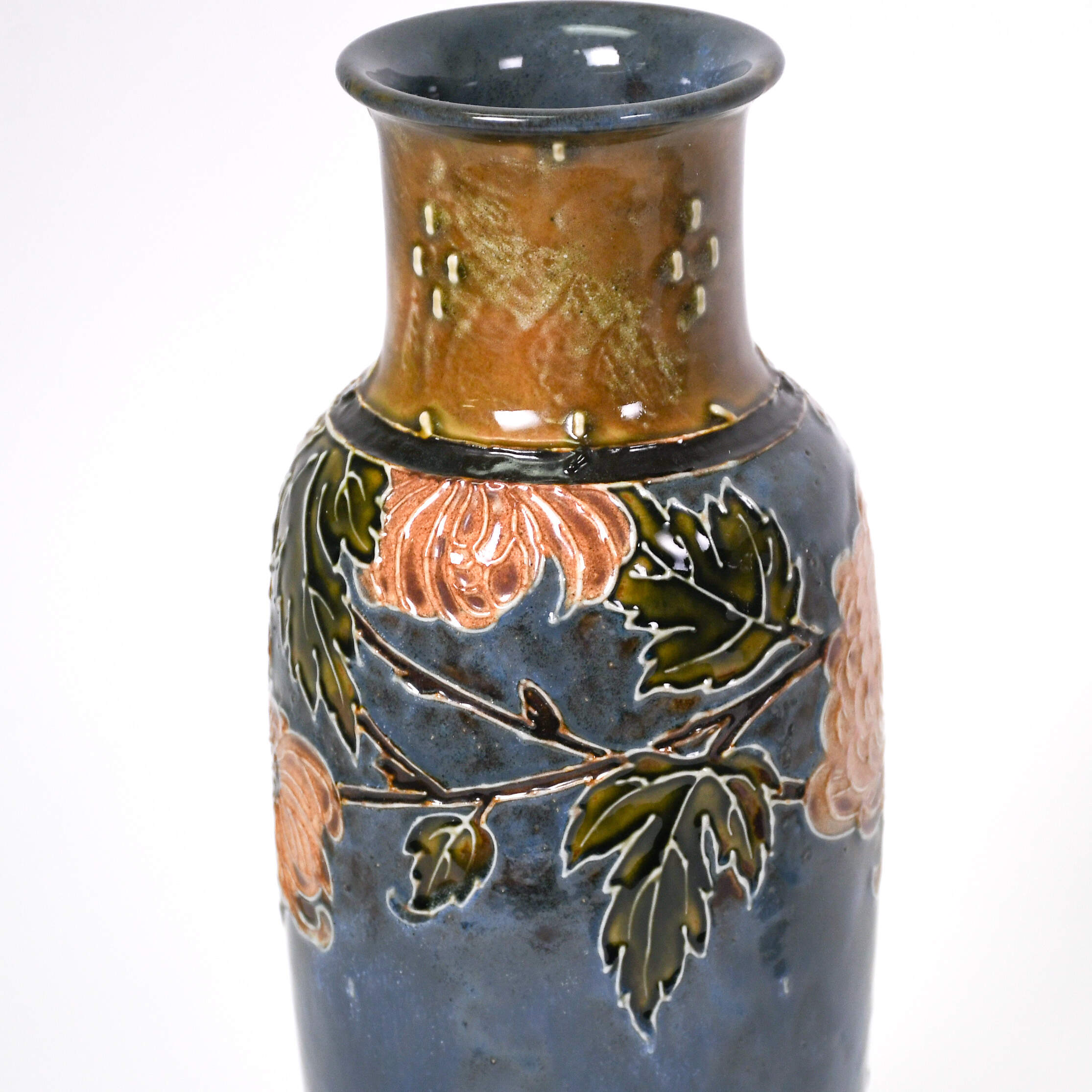 Pair of Royal Doulton Lambeth Stoneware Chrysanthemum Vases-7