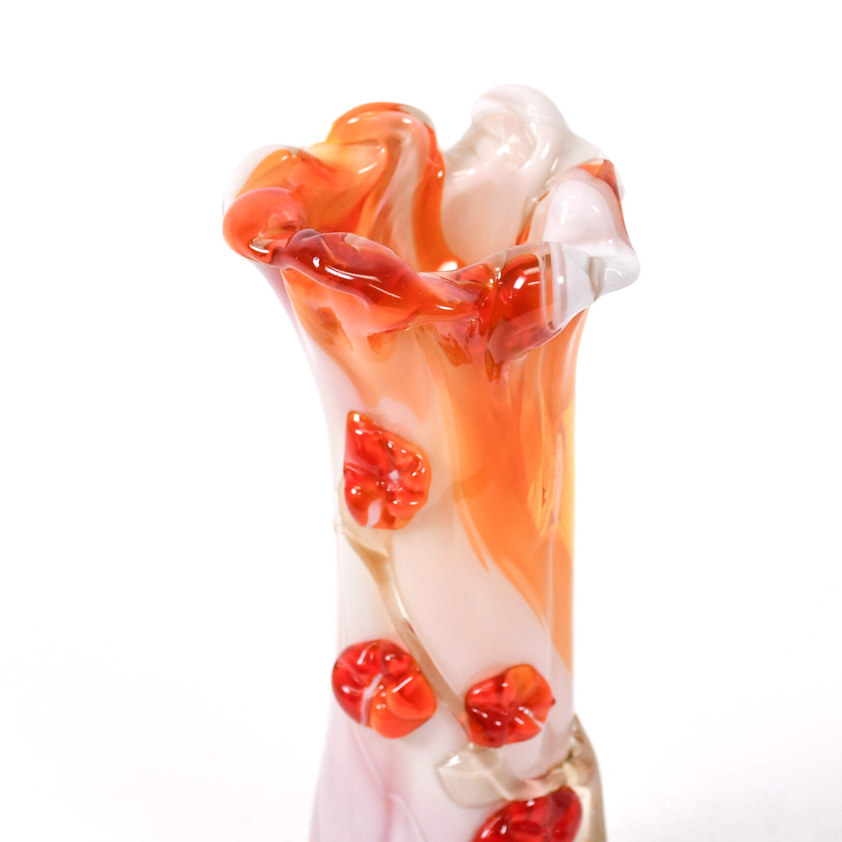 Opalescent Cadmium Murano Glass Flower Vase-5