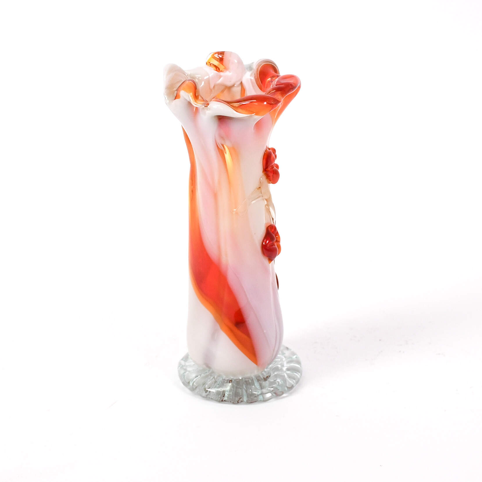 Opalescent Cadmium Murano Glass Flower Vase-4