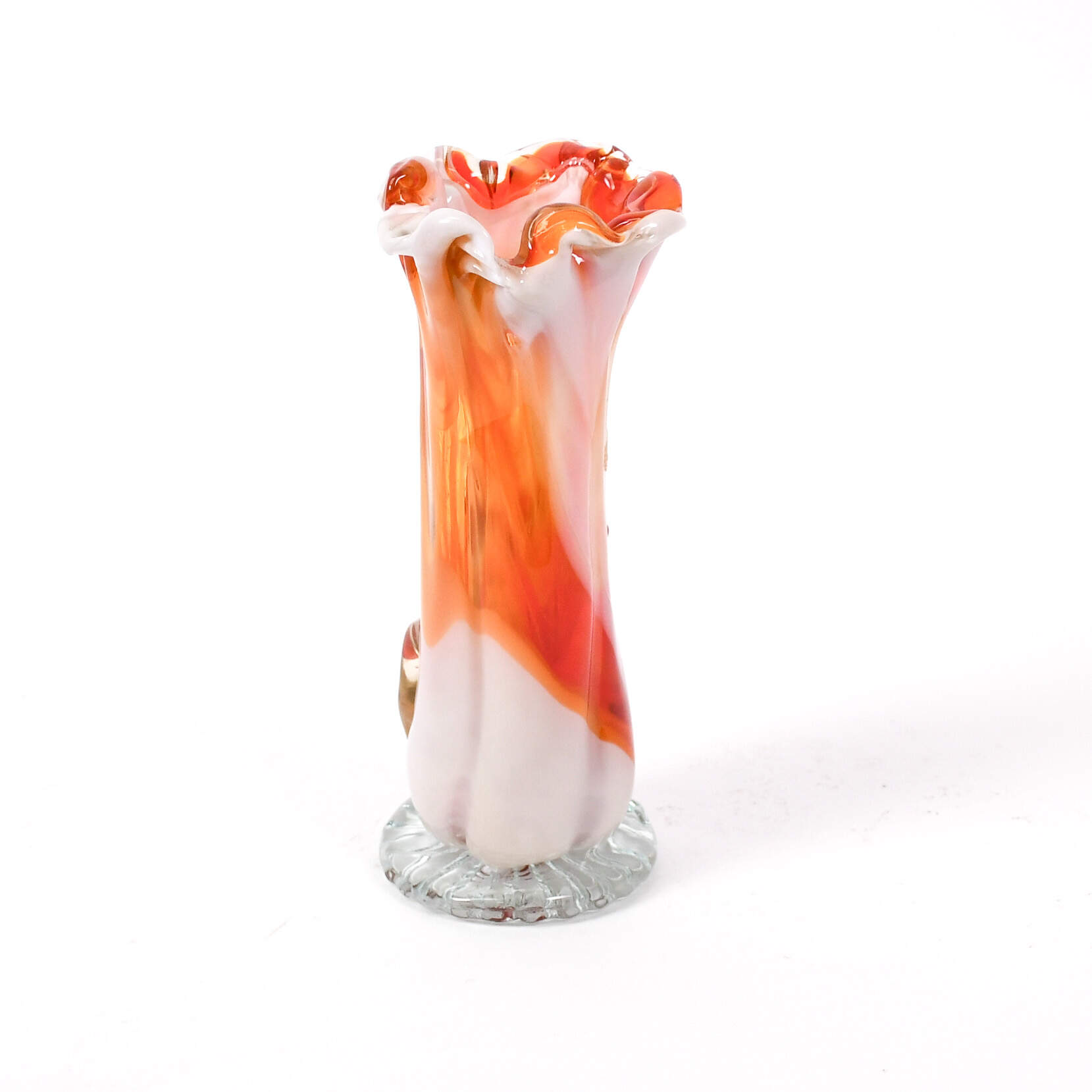 Opalescent Cadmium Murano Glass Flower Vase-3