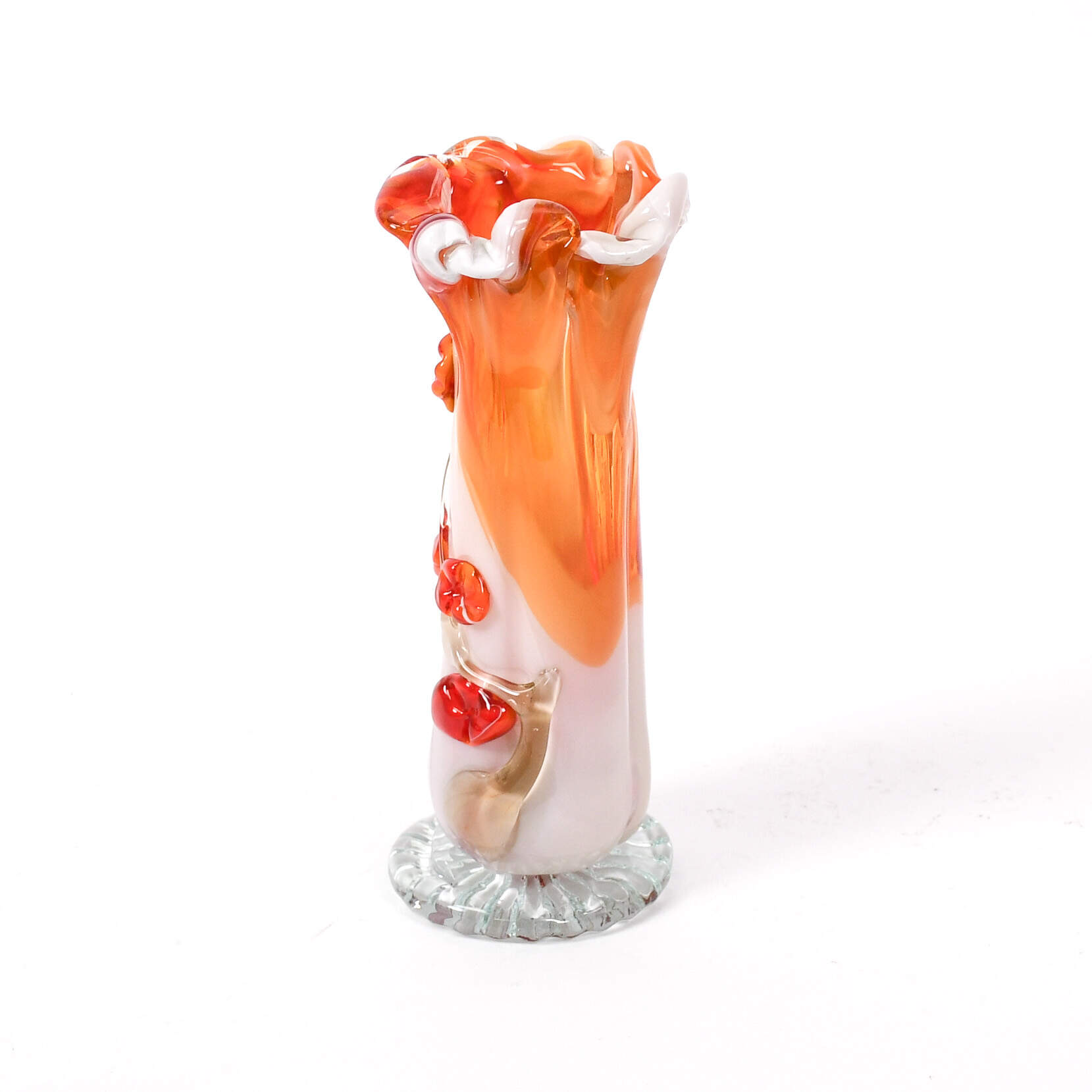 Opalescent Cadmium Murano Glass Flower Vase-2