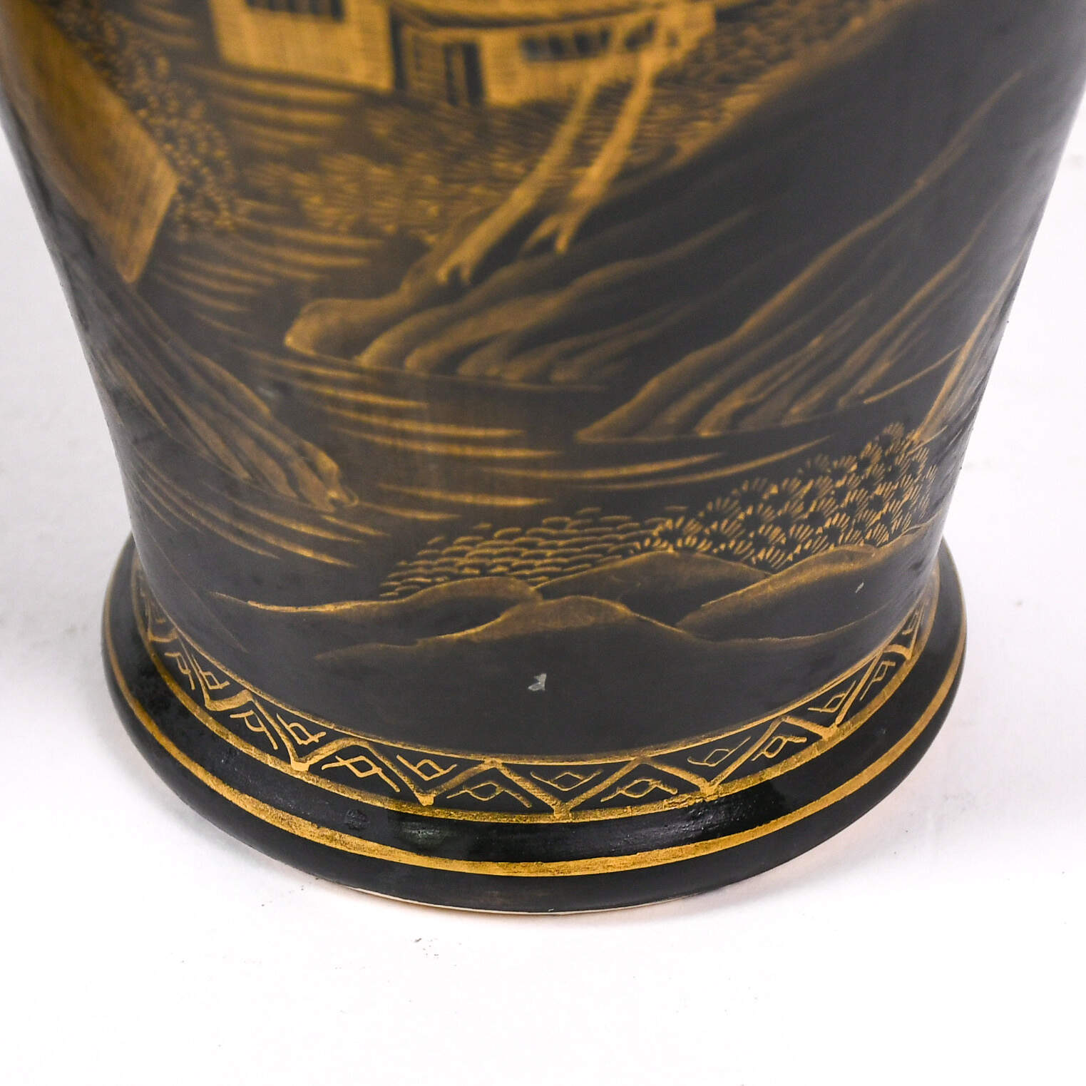 Antique Pair of Uchida Black and Gold Satsuma Vases-6