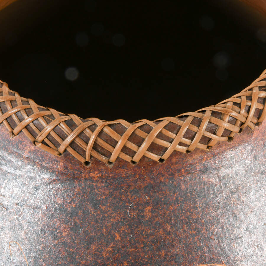 Terracotta Red and Brown Pot with Woven Rim-4