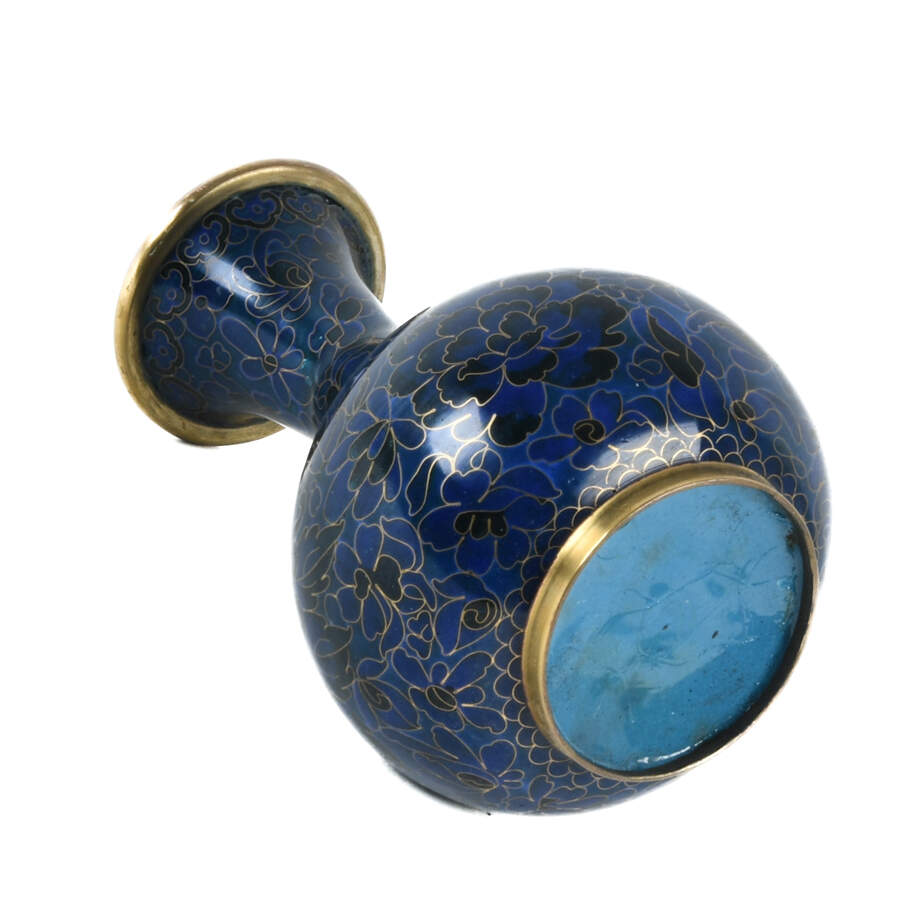 Chinese Blue Cloisonné Vase-4